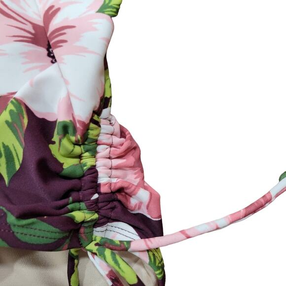 Kona Sol One piece Floral Swim Suit Padded Cups Strappy Back Size XL - Picture 5 of 10